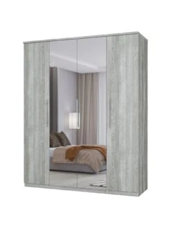 Very Home Home Essentials - Prague 4 Door Mirrored Wardrobe - FSC® Certified -Oleu Furniture Shop 2BJ3D SQ3 0000000005 GREY SLa