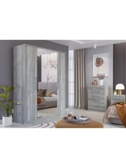 Very Home Home Essentials - Prague 4 Door Mirrored Wardrobe - FSC® Certified -Oleu Furniture Shop 2BJ3D SQ5 0000000005 GREY SLd1