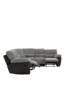 Sienna Fabric/Faux Leather Recliner Corner Group Sofa -Oleu Furniture Shop 2CLW3 SQ4 0000000004 BLACK SLa