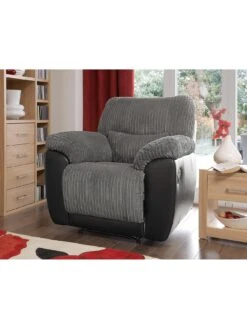 Sienna Fabric/Faux Leather Recliner Armchair 9 Sienna Fabric/Faux Leather Recliner Armchair -Oleu Furniture Shop 2CLW6 SQ2 0000000004 BLACK RSr