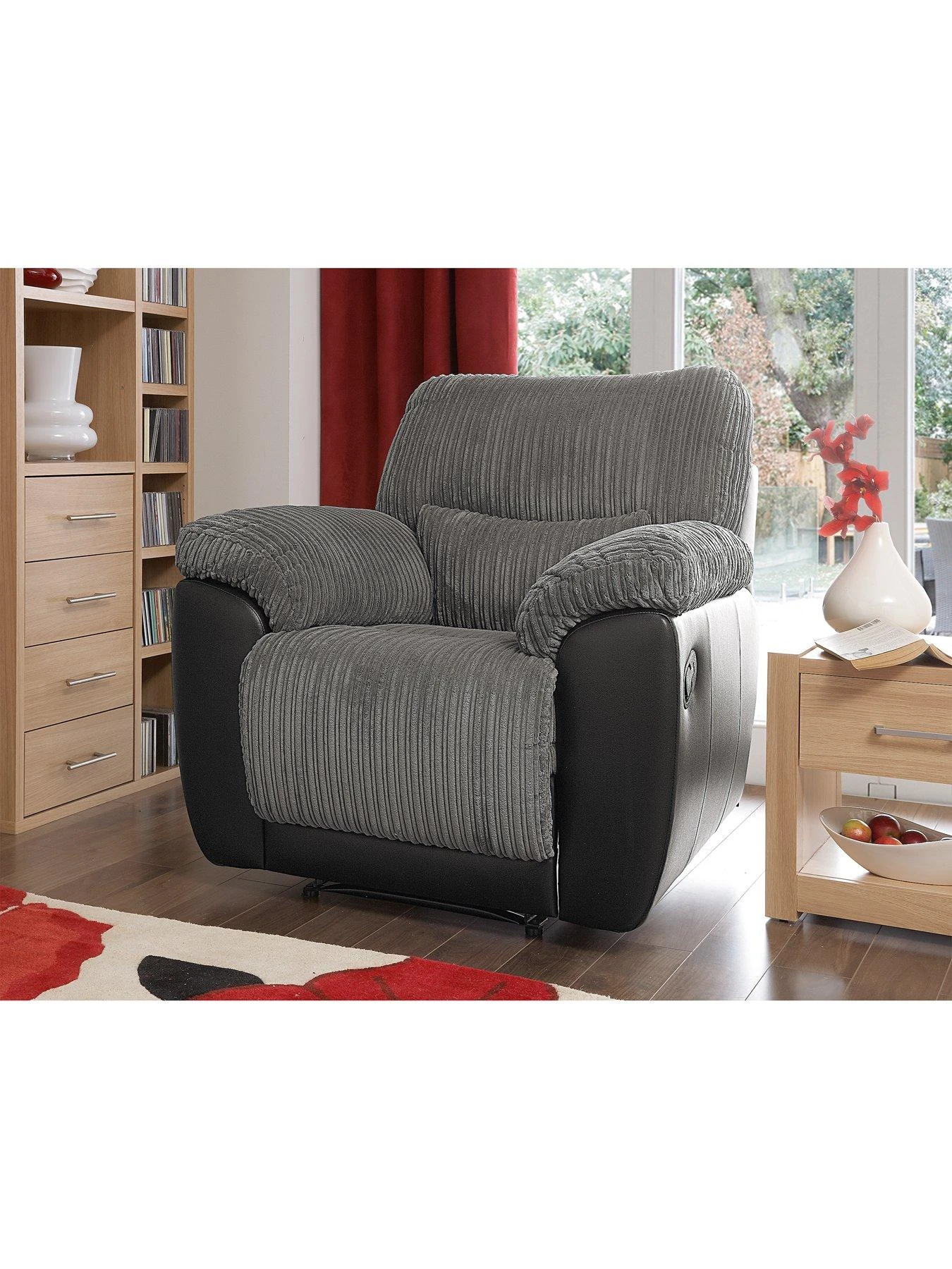 Sienna Fabric/Faux Leather Recliner Armchair 4 Sienna Fabric/Faux Leather Recliner Armchair - Image 2