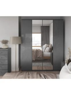 Very Home Prague Gloss 4 Door Mirrored Wardrobe - FSC® Certified