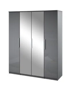 Very Home Prague Gloss 4 Door Mirrored Wardrobe - FSC® Certified 10 Very Home Prague Gloss 4 Door Mirrored Wardrobe - FSC® Certified -Oleu Furniture Shop 369RV SQ3 0000000563 GREY GLOSS SLa