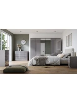 Very Home Prague Gloss 3 Door Mirrored Wardrobe - FSC® Certified -Oleu Furniture Shop 369RW SQ6 0000000563 GREY GLOSS SLd2