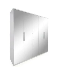 Very Home Prague Mirror 5 Door Wardrobe - FSC® Certified -Oleu Furniture Shop 3VHJW SQ3 0000000013 WHITE SLa