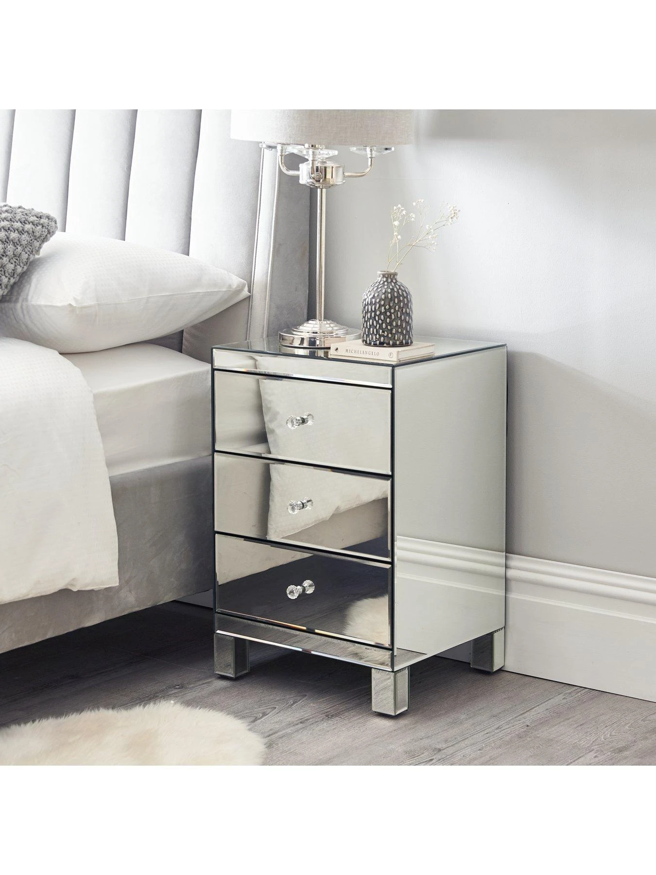 Very Home Parisian Mirrored 3 Drawer Ready Assembled Bedside Chest 3 Very Home Parisian Mirrored 3 Drawer Ready Assembled Bedside Chest