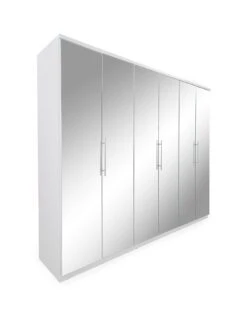 Very Home Prague Mirror 6 Door Wardrobe - FSC® Certified -Oleu Furniture Shop 6JJAW SQ3 0000000013 WHITE SLa