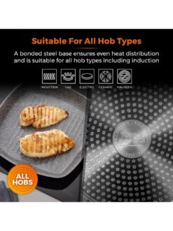 Tower CeraStone 25cm Stone Coated Grill Pan -Oleu Furniture Shop K9WU6 SQ5 0000000527 GRAPHITE SLd3