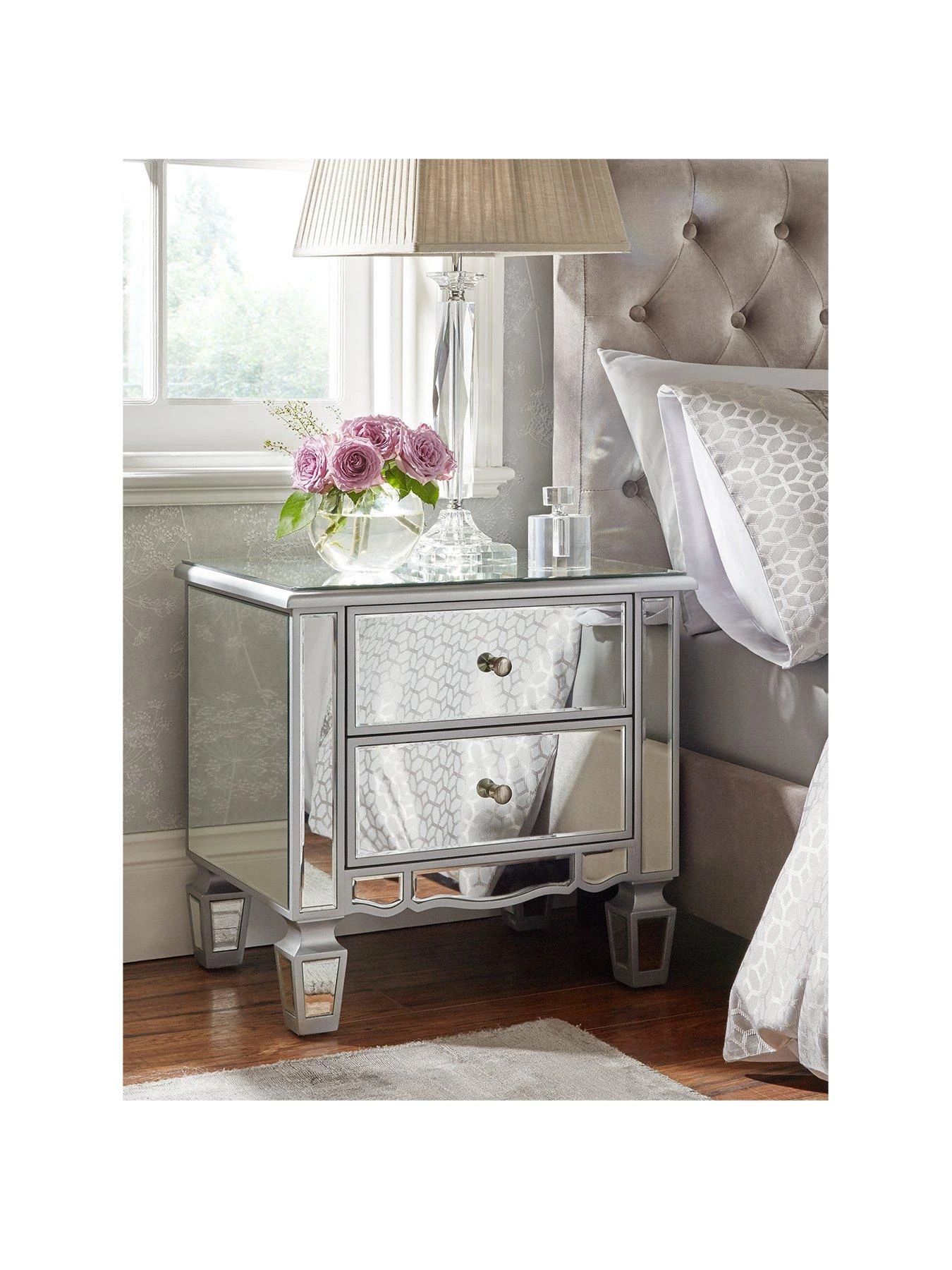 Very Home Mirage 2 Drawer Mirrored Bedside Chest 3 Very Home Mirage 2 Drawer Mirrored Bedside Chest