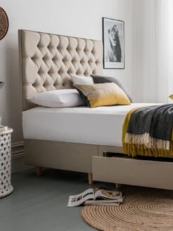 Silentnight Amalia Fabric Buttoned Padded Headboard - Available In 3 Colours -Oleu Furniture Shop KKM6W SQ4 0000000406 SANDSTONE SLd