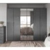 Very Home Prague Gloss 6 Door Mirrored Wardrobe - FSC® Certified -Oleu Furniture Shop KNHJF SQ1 0000000563 GREY GLOSS RSr