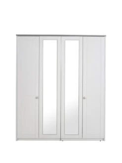 One Call Alderley Part Assembled 4 Door Mirrored Wardrobe