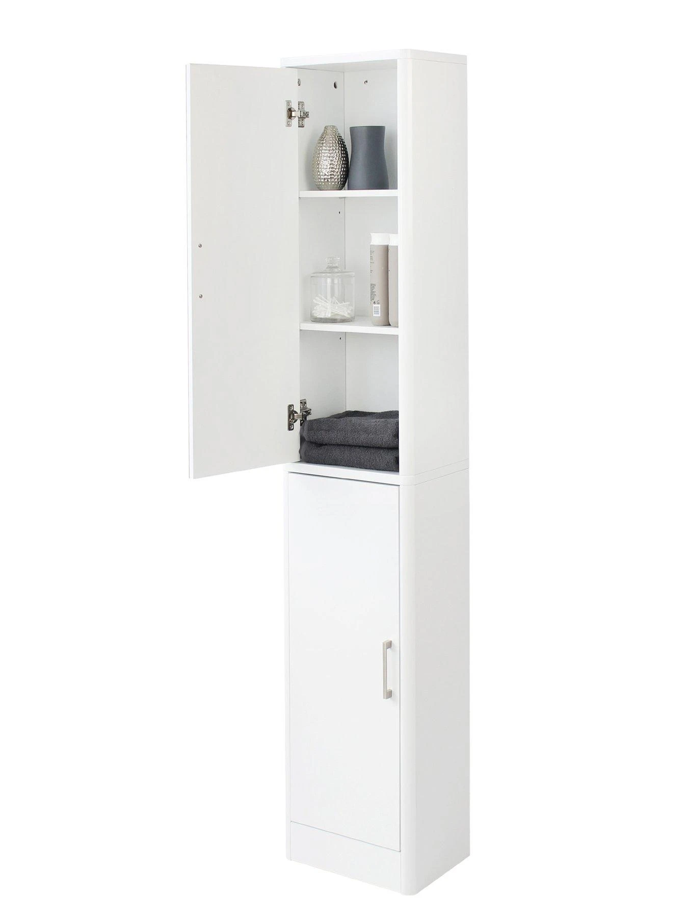 Lloyd Pascal Luna Hi-Gloss 2 Door Mirrored Bathroom Tallboy - White 6 Lloyd Pascal Luna Hi-Gloss 2 Door Mirrored Bathroom Tallboy - White - Image 4