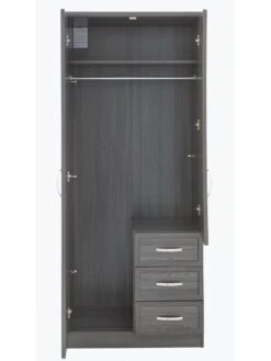 Very Home Camberley 2 Door, 3 Drawer Mirrored Wardrobe -Oleu Furniture Shop LPLLL SQ4 0000000558 DARK OAK SLd
