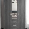 Very Home Camberley 3 Door, 3 Drawer Mirrored Wardrobe -Oleu Furniture Shop LPLM7 SQ1 0000000558 DARK OAK RSr