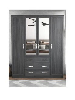 Very Home Camberley 4 Door, 3 Drawer Mirrored Wardrobe