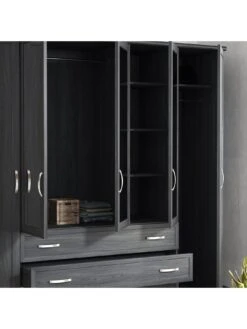 Very Home Camberley 5 Door 3 Drawer Mirrored Wardrobe -Oleu Furniture Shop LPLMC SQ4 0000000558 DARK OAK SLd