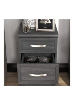 Very Home Camberley 3 Drawer Graduated Bedside Chest -Oleu Furniture Shop LPLMF SQ3 0000000558 DARK OAK SLa