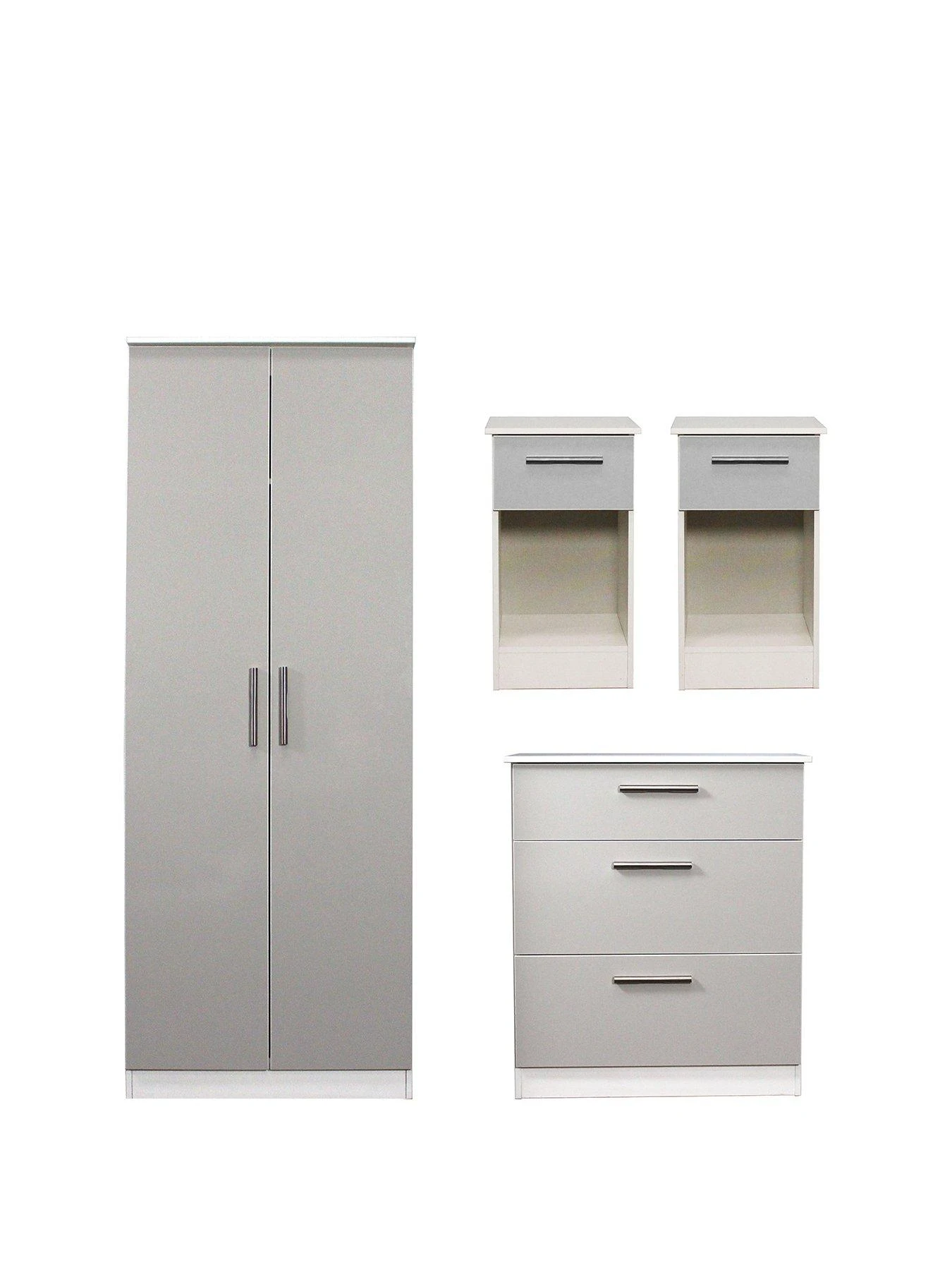 SWIFT Montreal Gloss 4 Piece Ready Assembled Package – 2 Door Wardrobe, 3 Drawer Chest And 2 Bedside Chests 3 SWIFT Montreal Gloss 4 Piece Ready Assembled Package – 2 Door Wardrobe, 3 Drawer Chest And 2 Bedside Chests