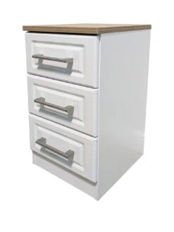 SWIFT Regent Ready Assembled 3 Drawer Bedside Chest - FSC® Certified -Oleu Furniture Shop LTHHA SQ3 0000000010 WHITE OAK SLa