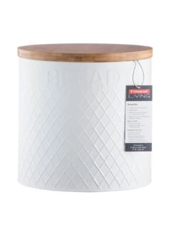 Typhoon Living White Embossed Bread Bin -Oleu Furniture Shop LVULX SQ2 0000000013 WHITE SLd