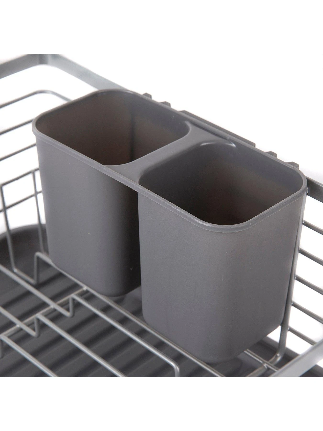 Tower Compact Dish Rack With Cutlery Holder – Grey 6 Tower Compact Dish Rack With Cutlery Holder – Grey - Image 4