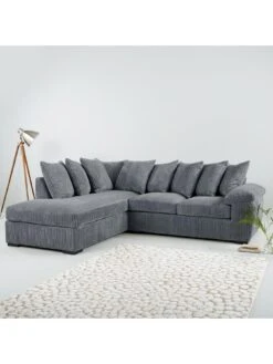 Very Home Amalfi Left Hand Scatter Back Fabric Corner Chaise Sofa - FSC® Certified -Oleu Furniture Shop MD9WA SQ2 0000000071 CHARCOAL RSr