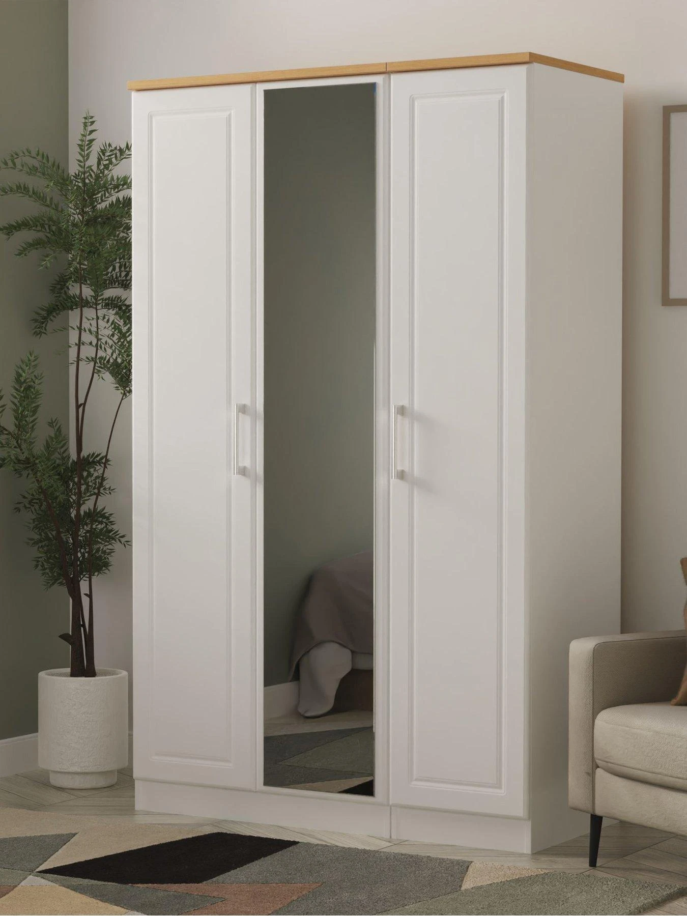 SWIFT Regent Part Assembled 3 Door Mirrored Wardrobe - FSC® Certified 3 SWIFT Regent Part Assembled 3 Door Mirrored Wardrobe - FSC® Certified