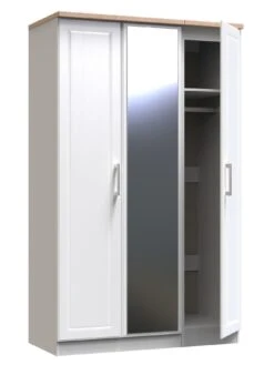 SWIFT Regent Part Assembled 3 Door Mirrored Wardrobe - FSC® Certified 15 SWIFT Regent Part Assembled 3 Door Mirrored Wardrobe - FSC® Certified -Oleu Furniture Shop MDE7K SQ6 0000000010 WHITE OAK SLd2