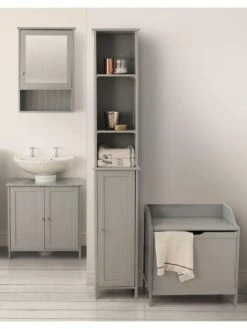 Lloyd Pascal Portland Tall Bathroom Cabinet -- Grey -Oleu Furniture Shop MQPDX SQ6 0000000005 GREY SLd4