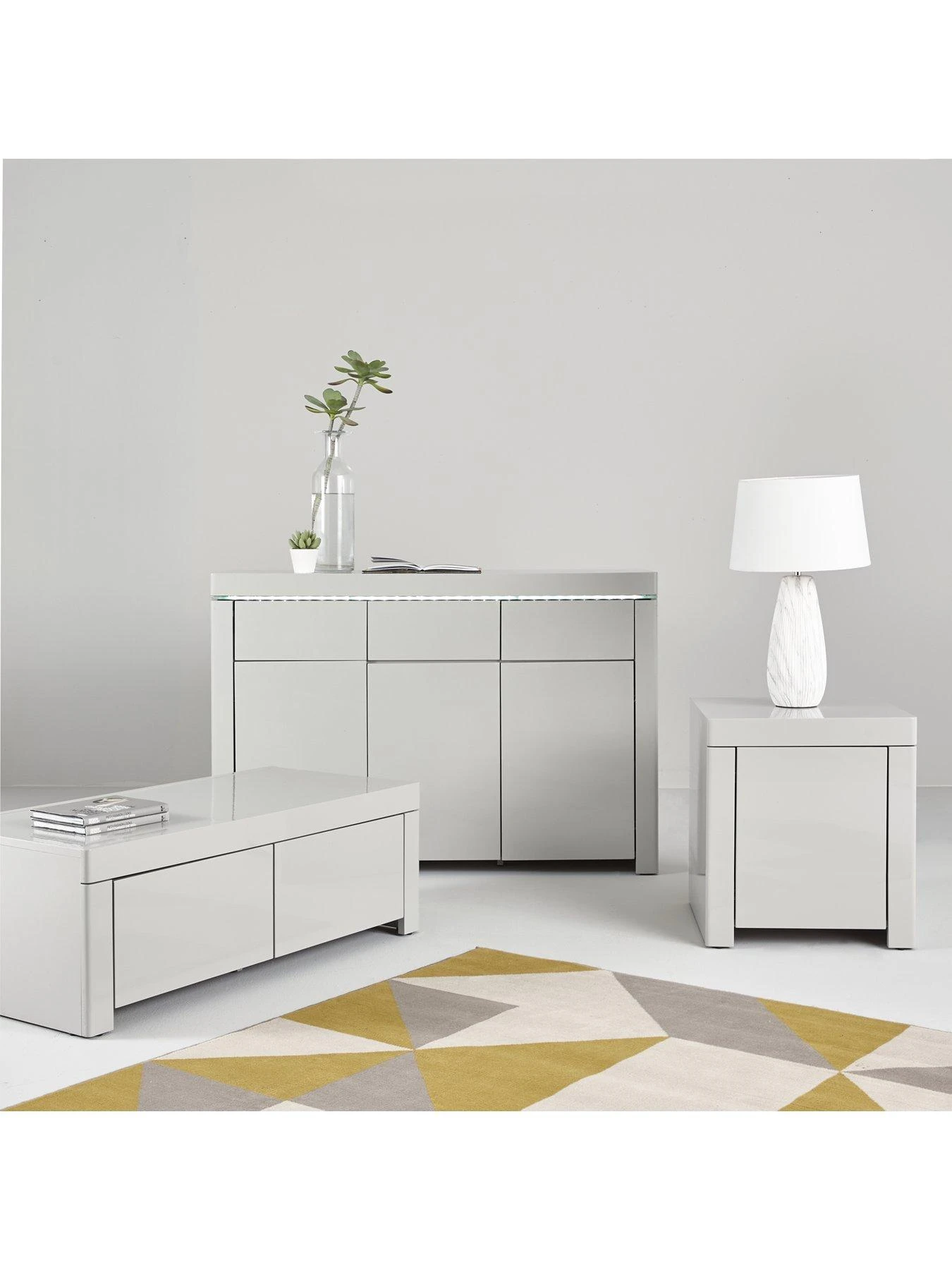 Very Home Atlantic High Gloss Lamp Table - Grey 8 Very Home Atlantic High Gloss Lamp Table - Grey - Image 6