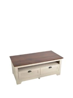 Very Home Devon Storage Coffee Table - Ivory/Walnut Effect -Oleu Furniture Shop MWTMY SQ3 0000000566 IVORY WALNUT SLa