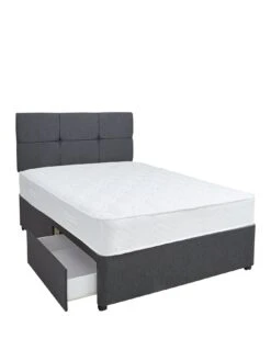 Airsprung New Eleanor 1200 Pocket Comfort Divan Bed With Storage Options -Oleu Furniture Shop MWXTH SQ2 0000000071 CHARCOAL SLf