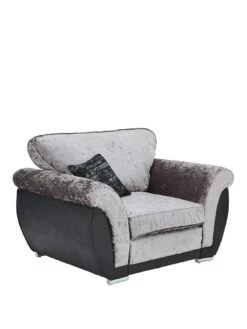 Alexa Fabric And Faux Leather Armchair - FSC® Certified -Oleu Furniture Shop MXAMW SQ4 0000000005 GREY SLa