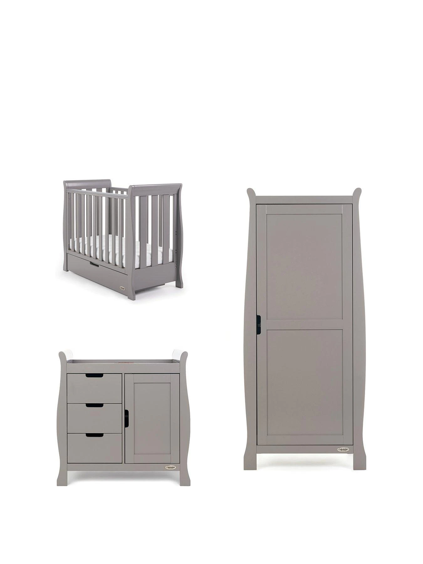 Obaby Stamford Space Saver Sleigh 3-Piece Nursery Room Set 3 Obaby Stamford Space Saver Sleigh 3-Piece Nursery Room Set