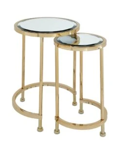 Michelle Keegan Home Aruba Nest Of Lamp Tables -Oleu Furniture Shop N33RM SQ2 0000000036 GOLD SLf
