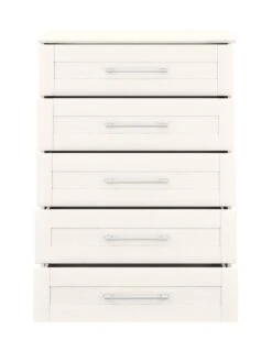 One Call Frodsham Ready Assembled 5 Drawer Chest -Oleu Furniture Shop N34AA SQ4 0000000013 WHITE SLd