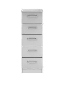 One Call Sanford Ready Assembled High Gloss Narrow 5 Drawer Chest