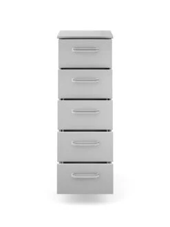 One Call Sanford Ready Assembled High Gloss Narrow 5 Drawer Chest -Oleu Furniture Shop N34AV SQ4 0000013154 DARK GREY GLOSS SLd