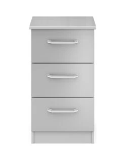 One Call Sanford Ready Assembled High Gloss 3 Drawer Bedside Chest