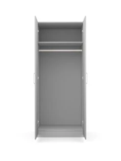 One Call Sanford Ready Assembled 2 Door High Gloss Wardrobe -Oleu Furniture Shop N34CE SQ4 0000013154 DARK GREY GLOSS SLd