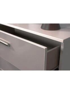 SWIFT Montreal Ready Assembled Gloss Vanity Desk And Stool Set - FSC® Certified -Oleu Furniture Shop N3XGA SQ4 0000013157 GREY GLOSS WHITE SLd