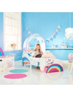 Worlds Apart Unicorn And Rainbow Toddler Bed With Canopy And Storage -Oleu Furniture Shop NCGWA SQ2 0000000099 N A RSr