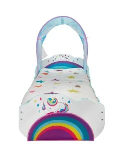 Worlds Apart Unicorn And Rainbow Toddler Bed With Canopy And Storage -Oleu Furniture Shop NCGWA SQ3 0000000099 N A SLa