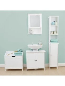 Lloyd Pascal Portland 4 Tier Bathroom Shelving Unit - White -Oleu Furniture Shop NREUN SQ2 0000000013 WHITE SLd