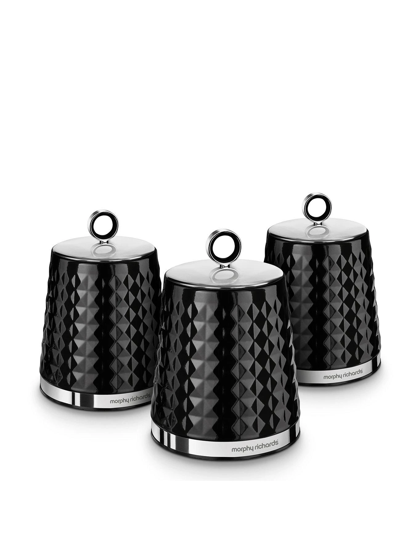 Morphy Richards Dimensions Set Of Three Storage Canisters – Black 3 Morphy Richards Dimensions Set Of Three Storage Canisters – Black