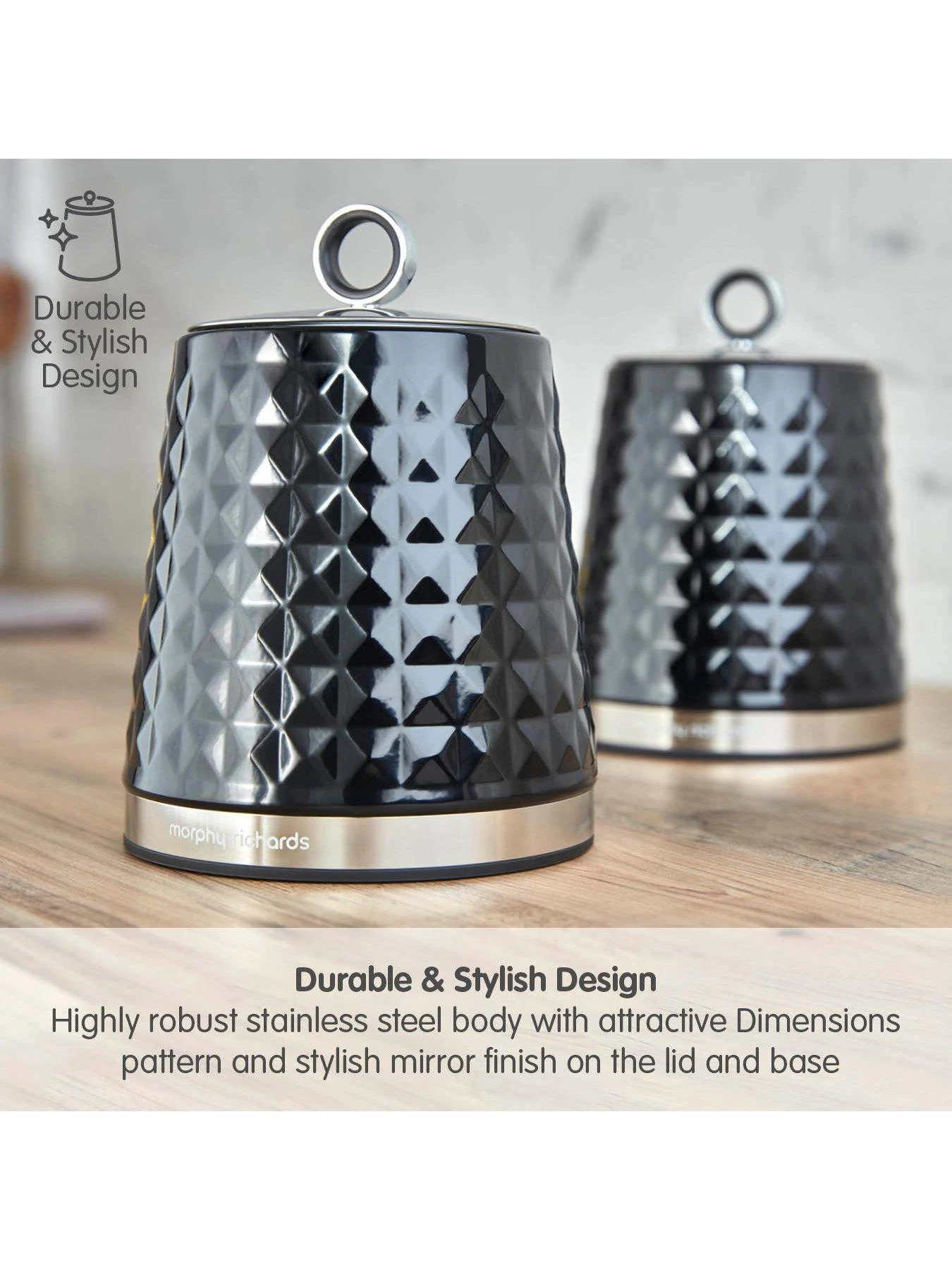 Morphy Richards Dimensions Set Of Three Storage Canisters – Black 7 Morphy Richards Dimensions Set Of Three Storage Canisters – Black - Image 5