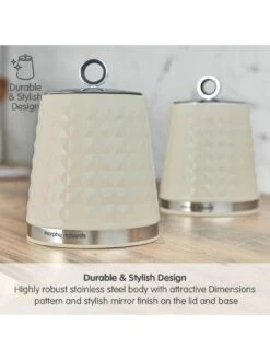 Morphy Richards Dimensions Set Of Three Storage Canisters – Ivory Cream -Oleu Furniture Shop NT9V6 SQ5 0000000067 CREAM SLd3