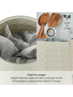 Morphy Richards Dimensions Set Of Three Storage Canisters – Ivory Cream -Oleu Furniture Shop NT9V6 SQ6 0000000067 CREAM SLd4