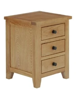 Julian Bowen Marlborough Ready Assembled 3 Drawer Solid Oak/Oak Veneer Bedside Cabinet -Oleu Furniture Shop NVPYL SQ3 0000000006 OAK SLa